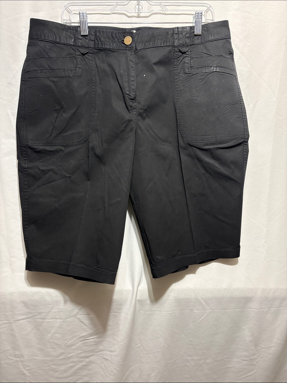 Chico's Black Mid-Rise Bermuda Shorts with Patch Pockets
